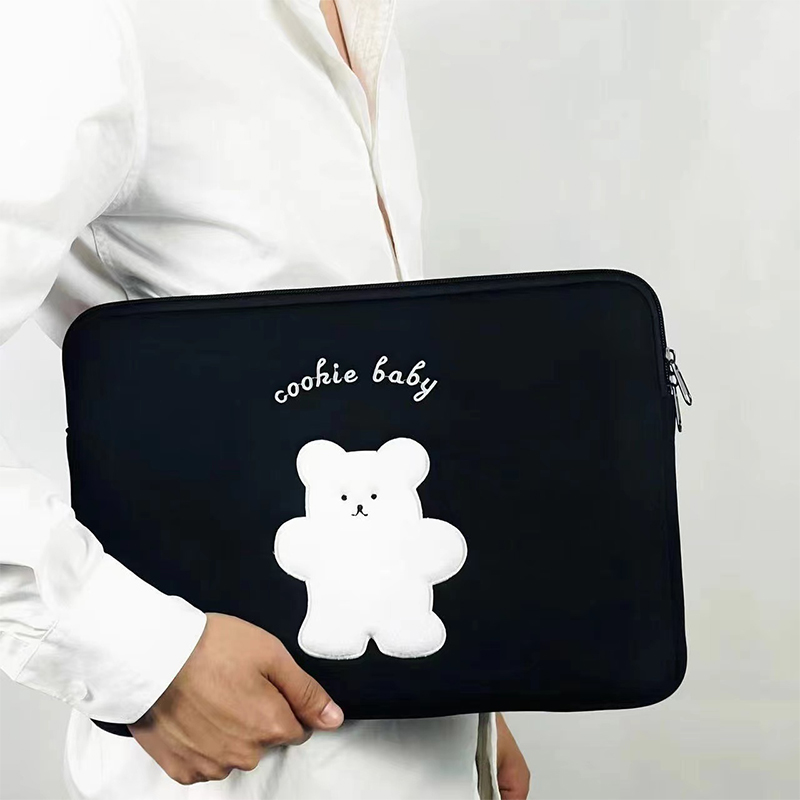 Bear Embroidered Liner Computer Bag