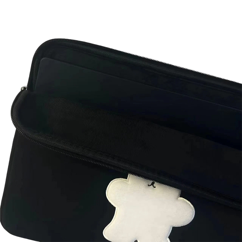 Bear Embroidered Liner Computer Bag