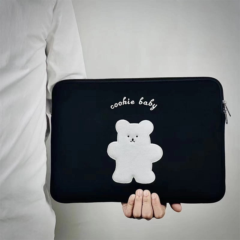 Bear Embroidered Liner Computer Bag