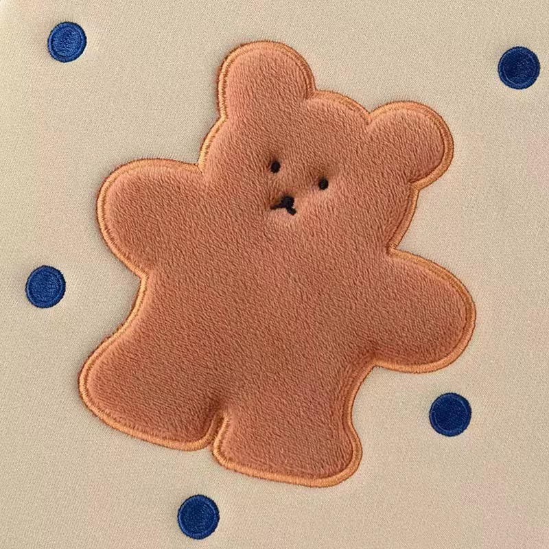 Polka Dot Bear Embroidered Handbag