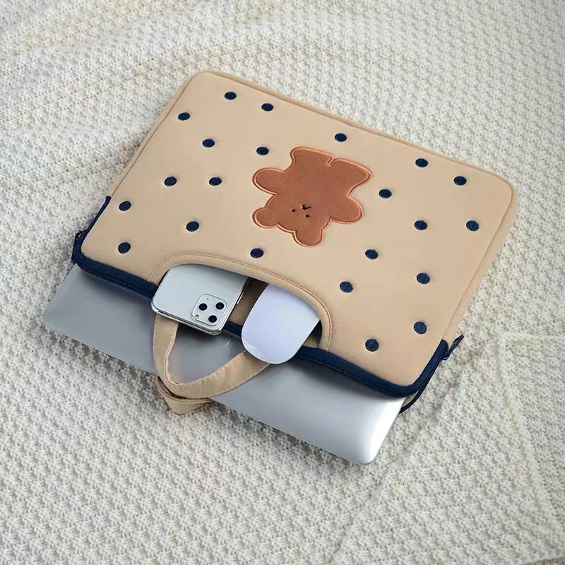 Polka Dot Bear Embroidered Handbag