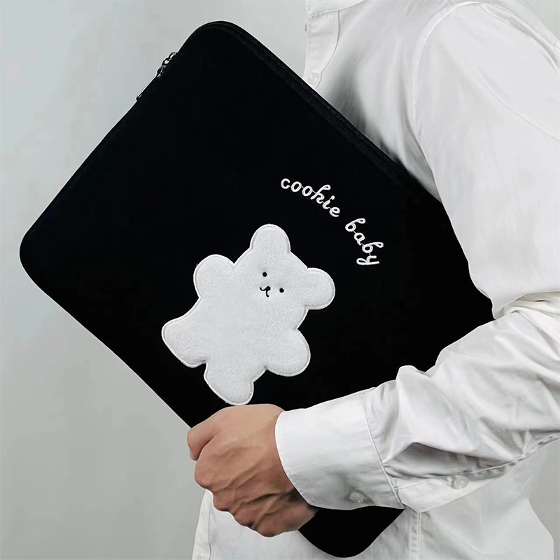 Bear Embroidered Liner Computer Bag