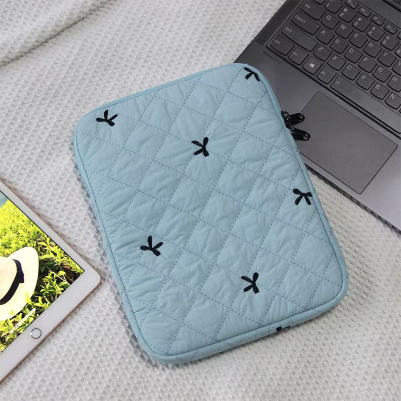 Diamond Embroidered Bow Liner Bag Blue