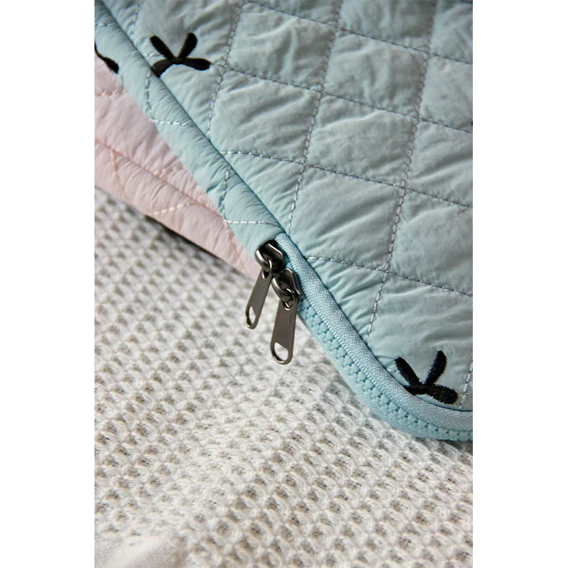 Diamond Embroidered Bow Liner Bag Blue