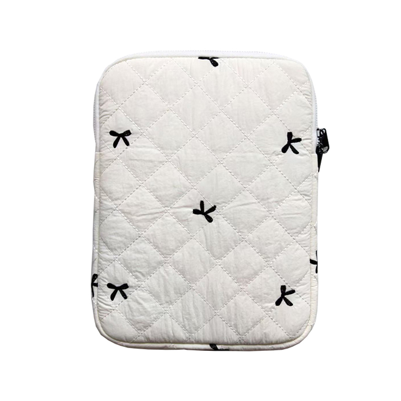 Diamond Embroidered Bowknot Liner Bag White