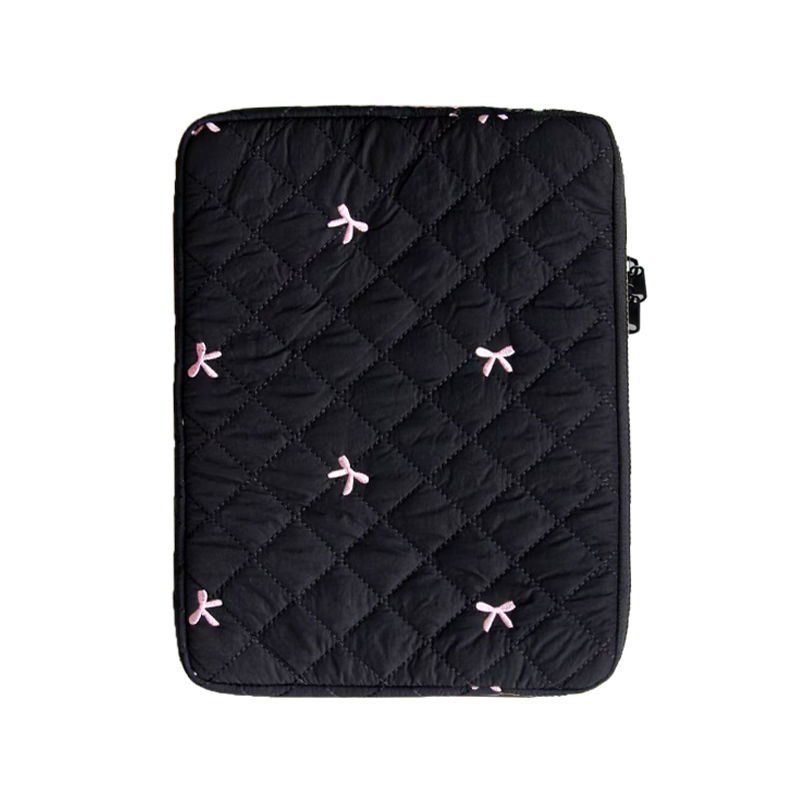 Diamond Embroidered Bow Liner Bag Black