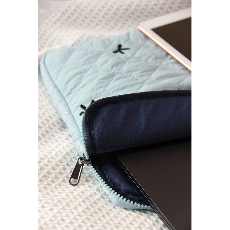 Diamond Embroidered Bow Liner Bag Blue