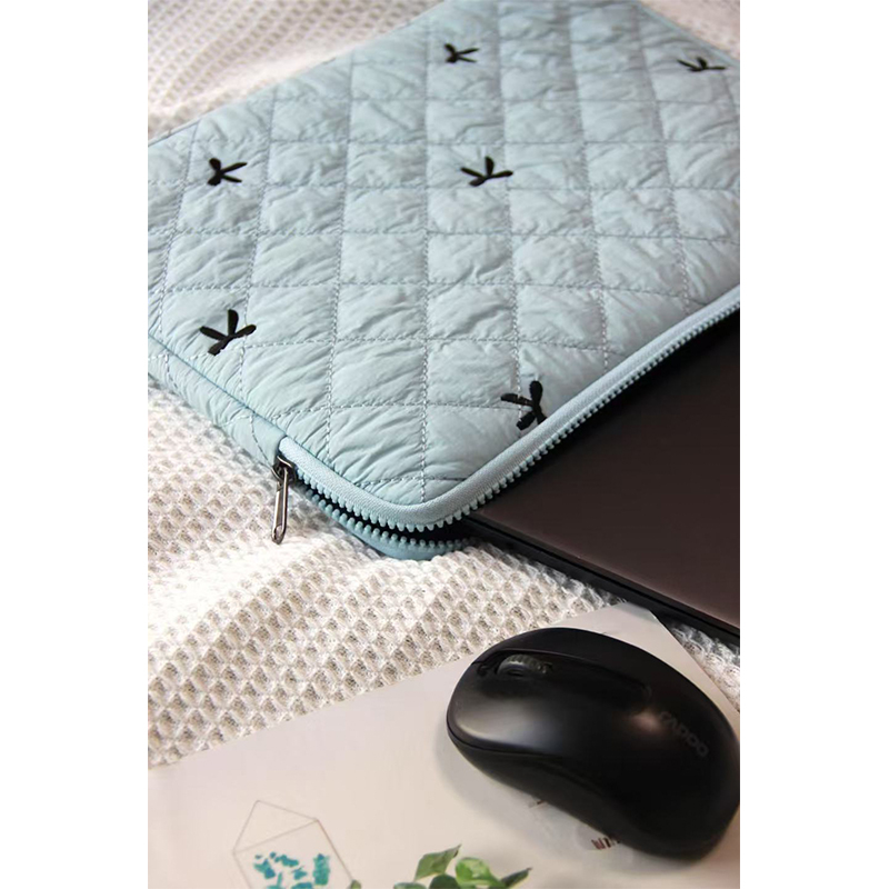 Diamond Embroidered Bow Liner Bag Blue