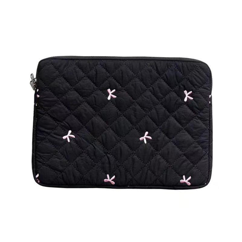 Diamond Embroidered Bow Liner Bag Black